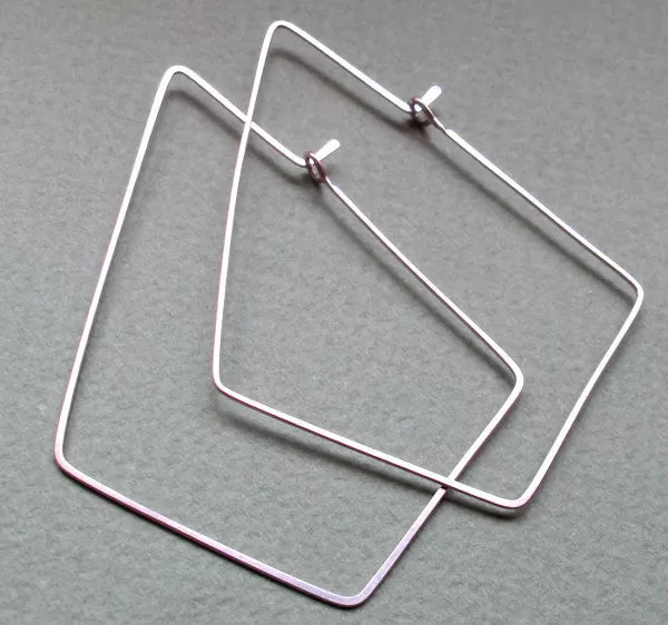 Sterling Silver Diamond Shaped Geometric Hoops