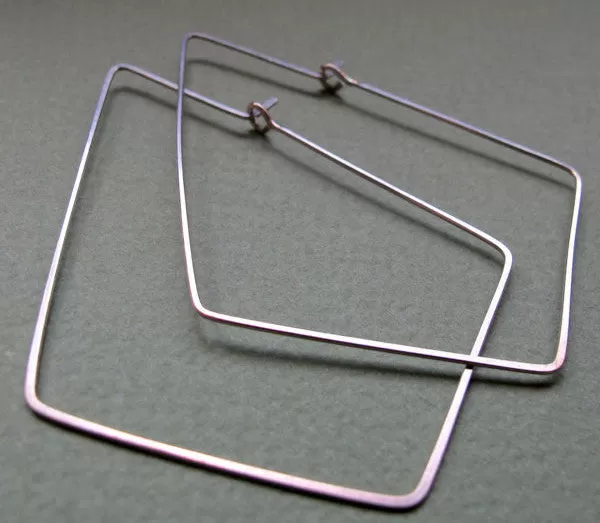 Sterling Silver Diamond Shaped Geometric Hoops