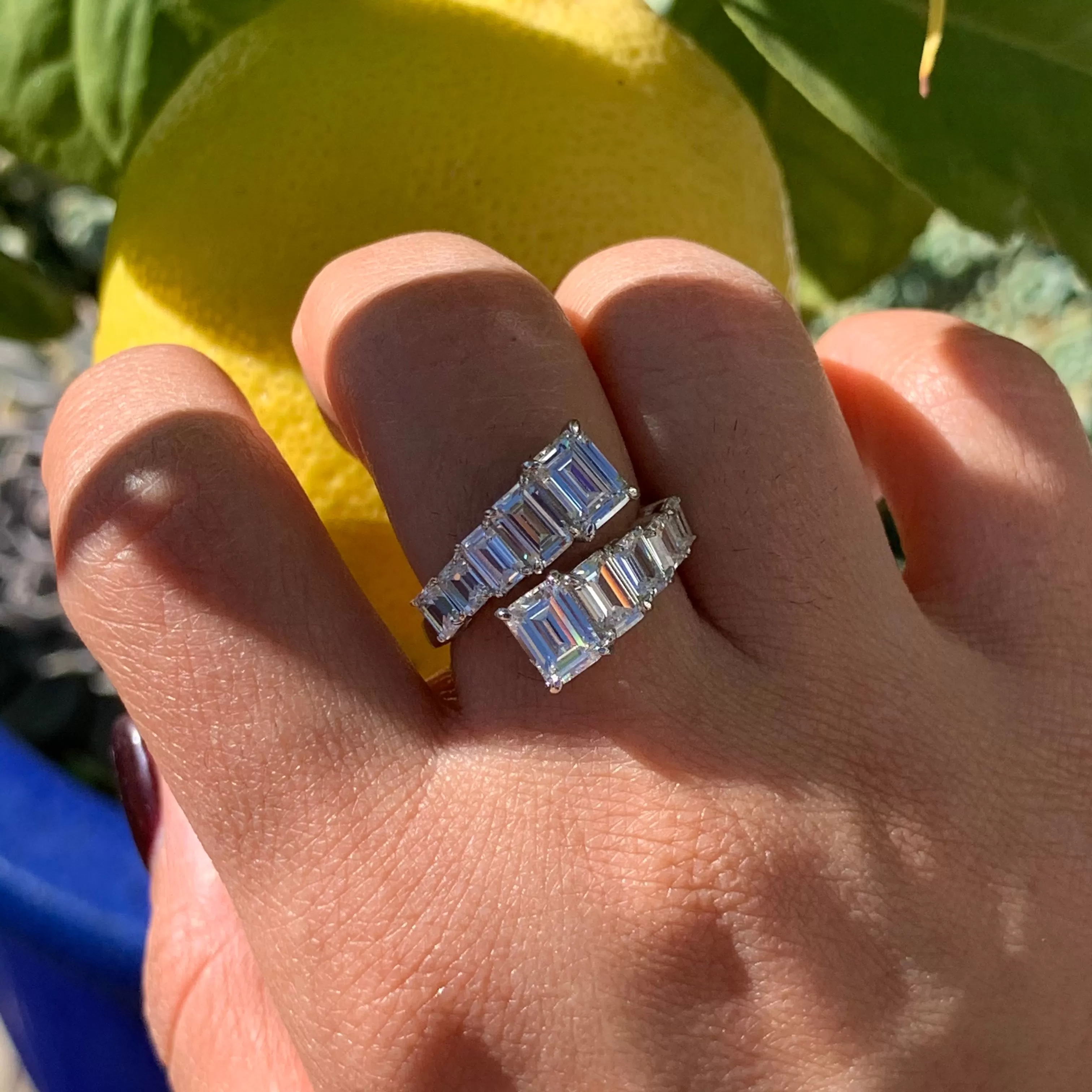 Sterling silver emerald cut cz diamond wrap ring