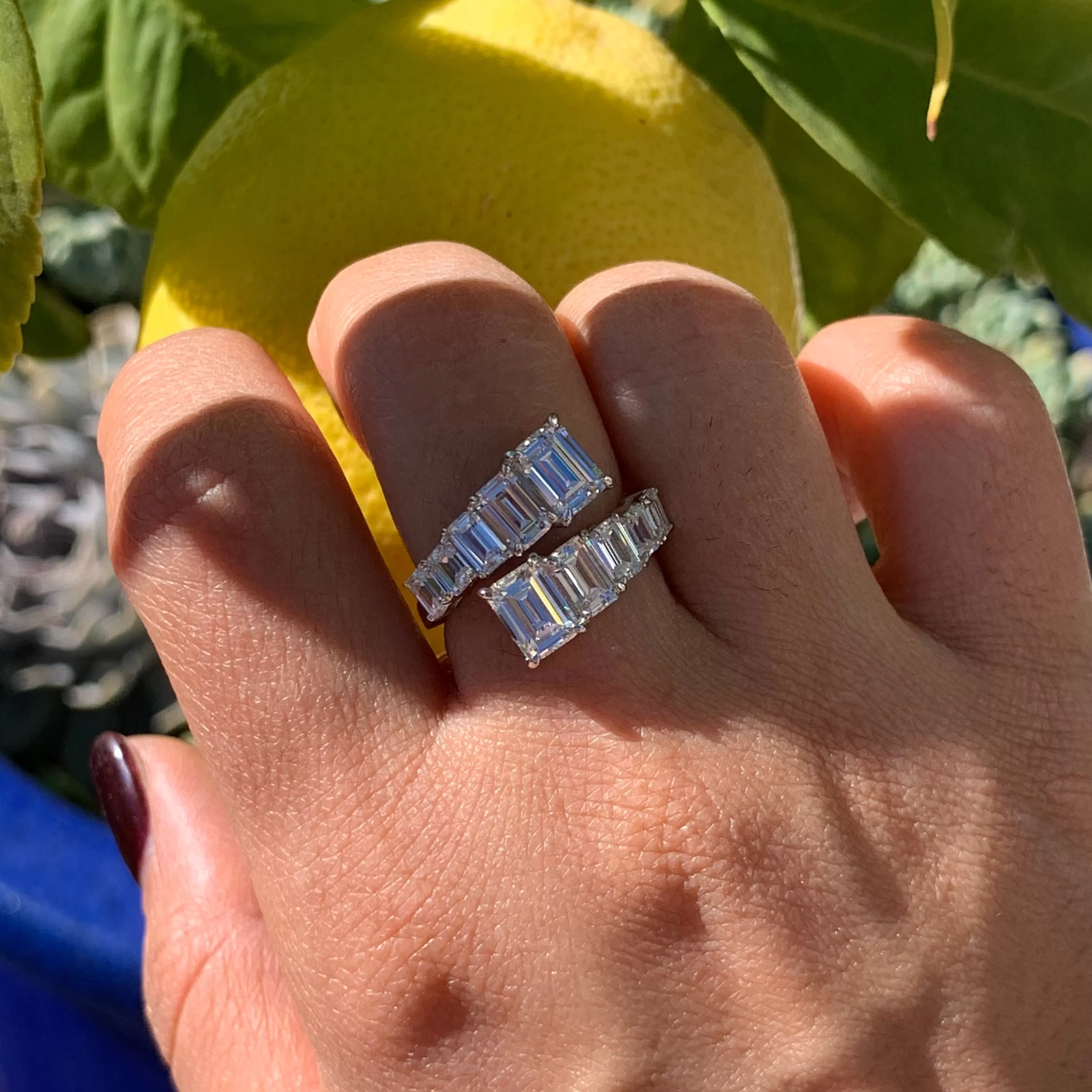 Sterling silver emerald cut cz diamond wrap ring