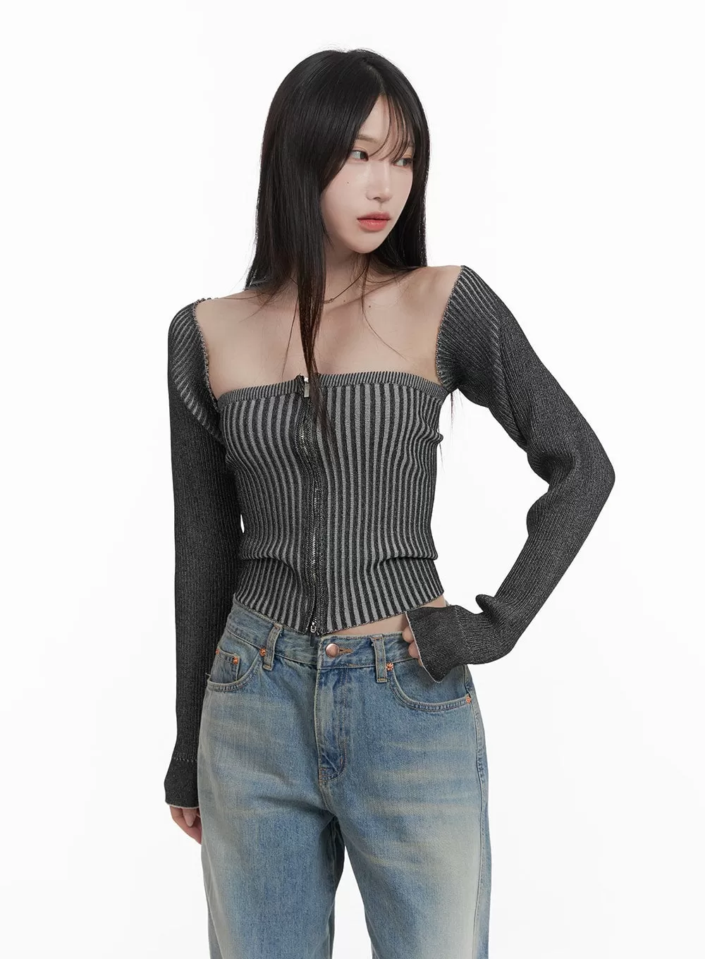 Street Ribbed Tube Top and Bolero CA404