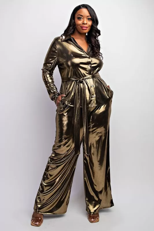 Strike Gold Metallic Pant Set