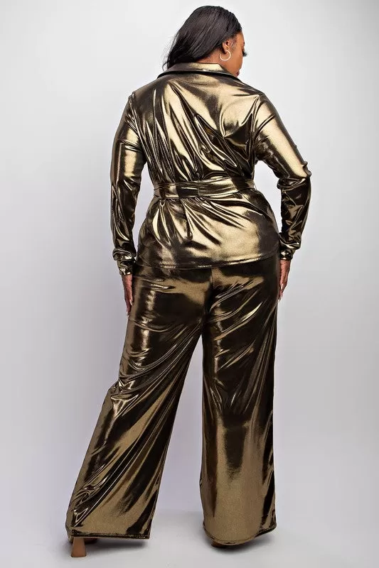 Strike Gold Metallic Pant Set