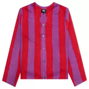 Striped Brushed Cardigan - Purple