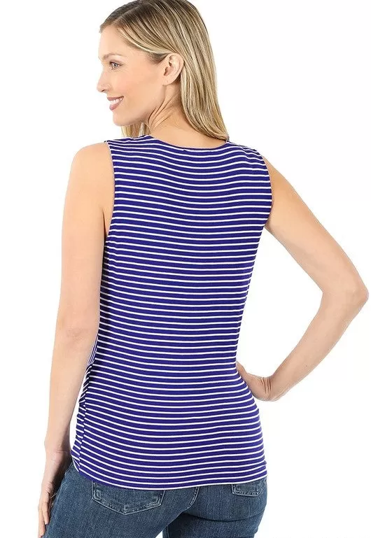 Striped Knot Sleeveless Top - Available in 2 Colors