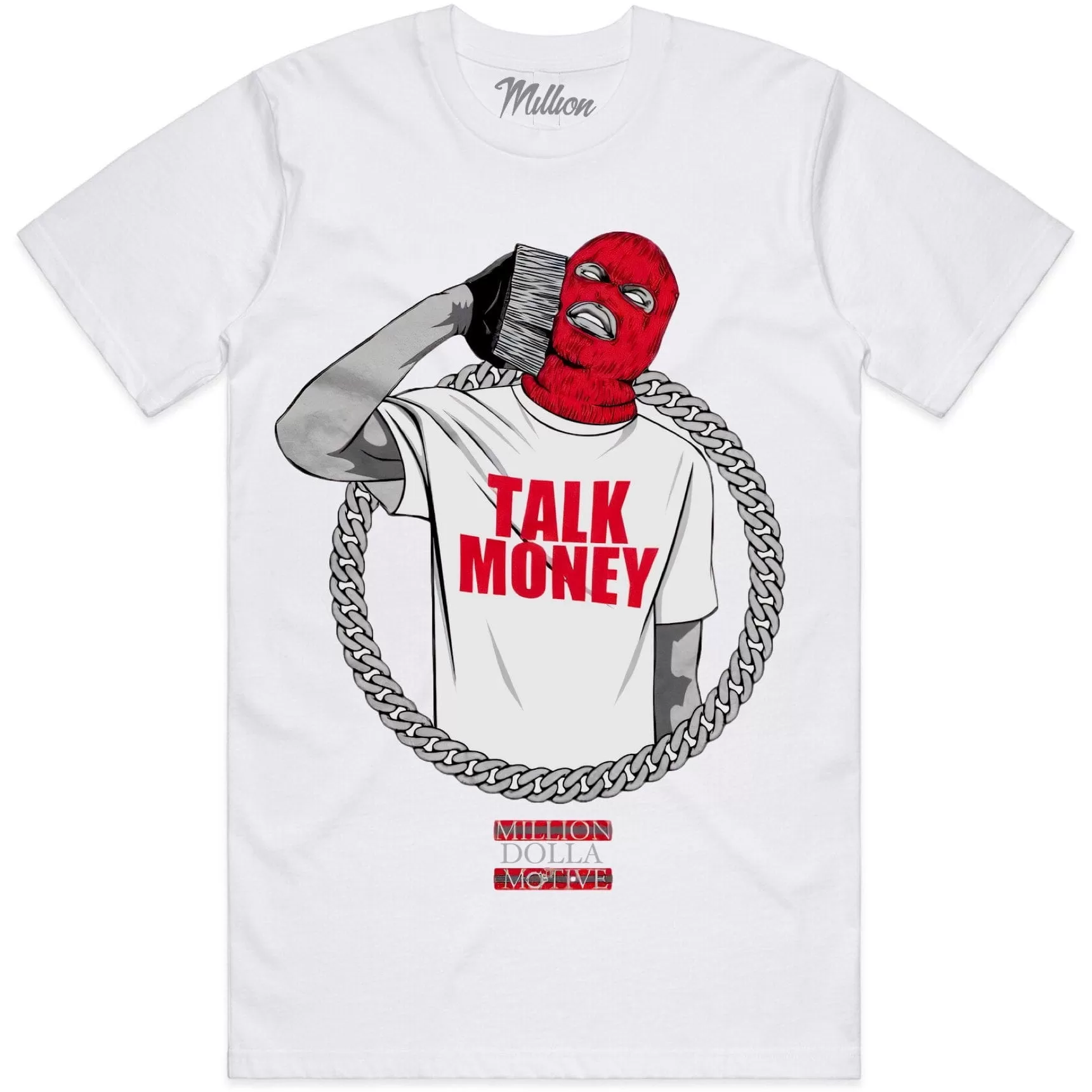 TALK MONEY PHONE (Red) : White Sneaker Tees Shirt