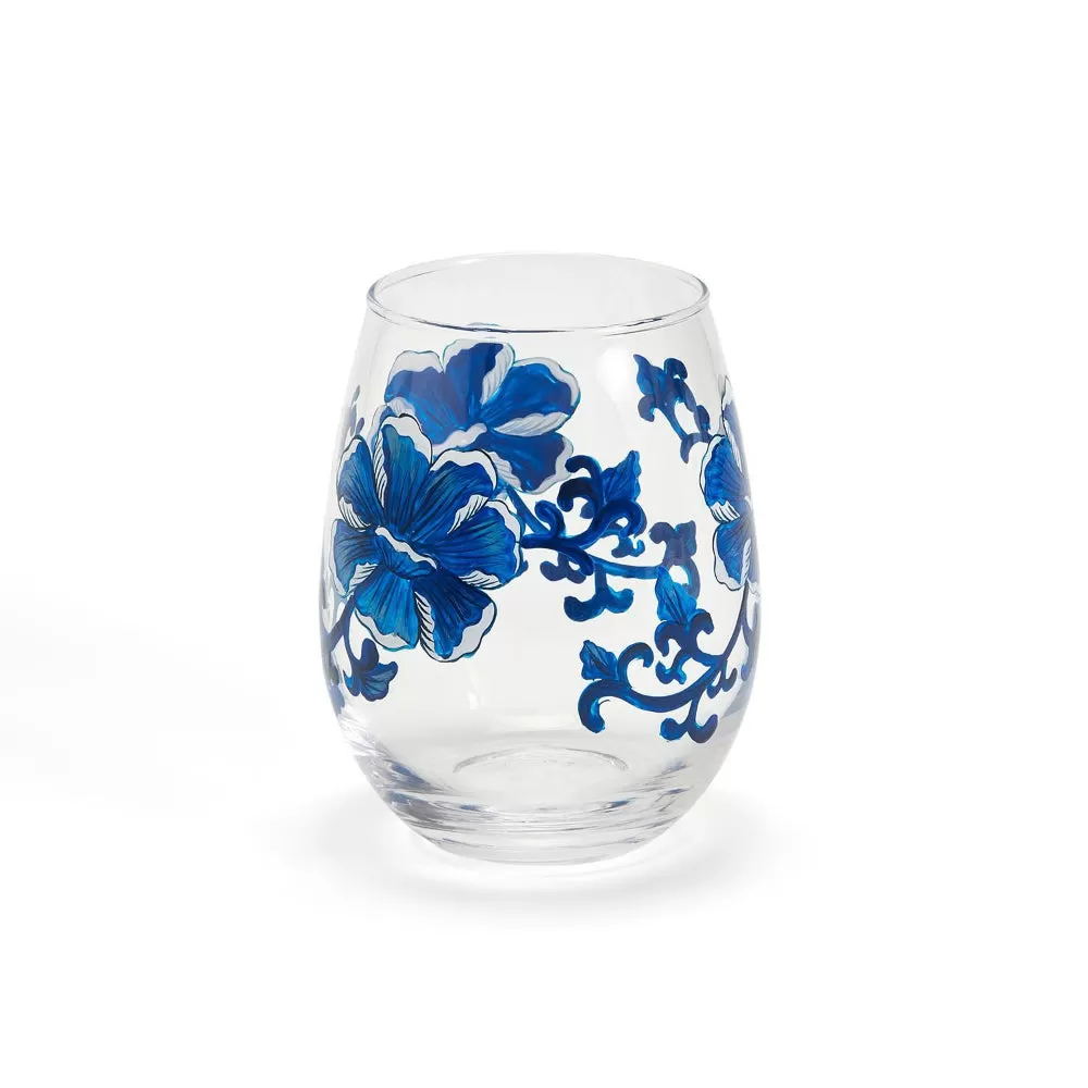 Two's Company Chinoserie Hand-Painted Stemless Wine Glass