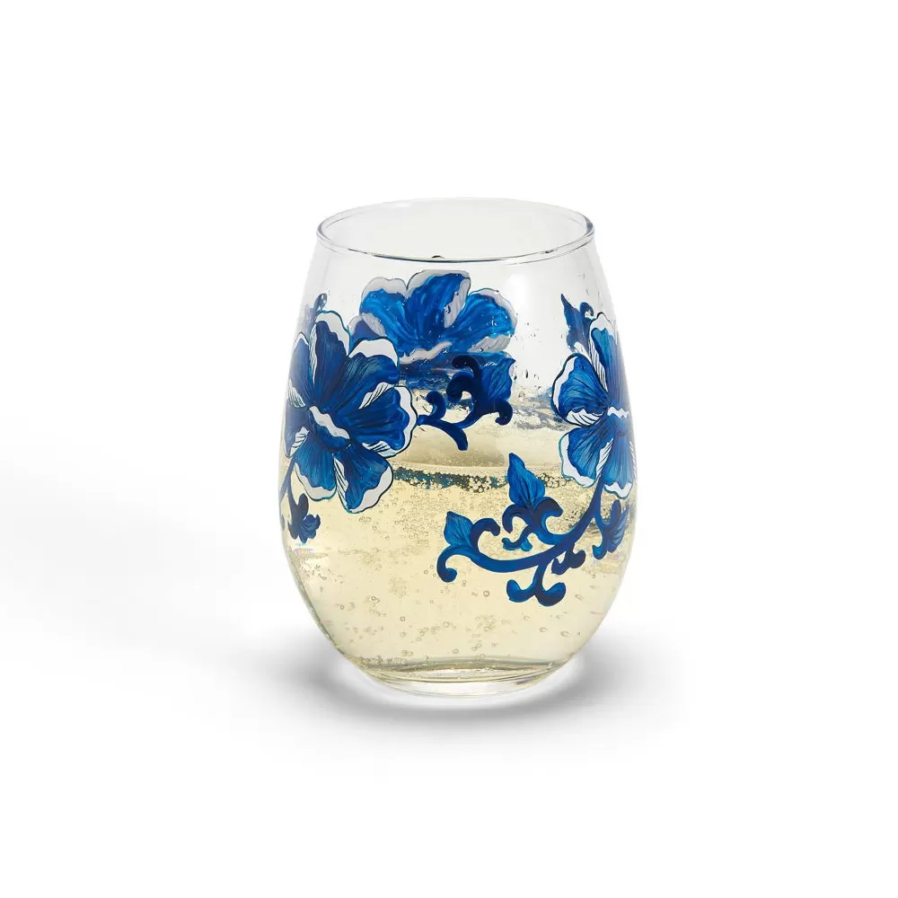 Two's Company Chinoserie Hand-Painted Stemless Wine Glass