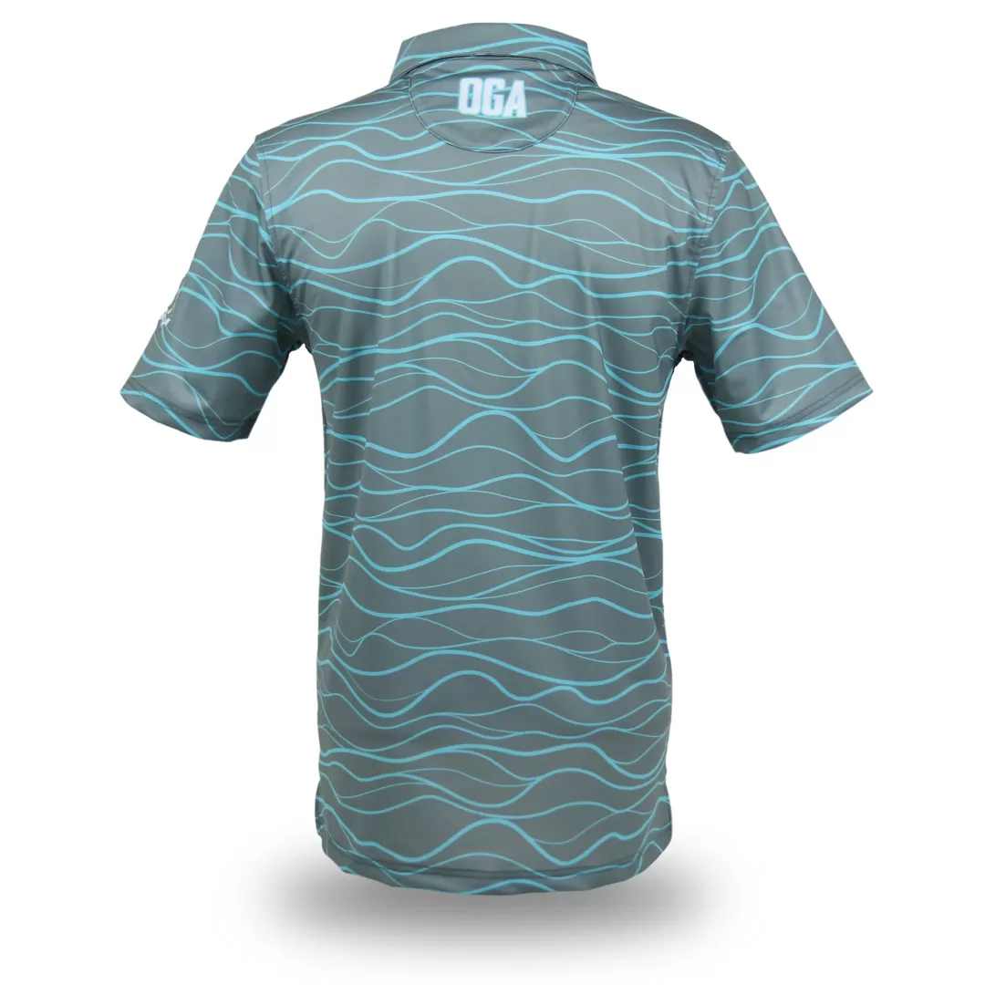 Wavy Blue Dunes- OGA Men's Polo - Gray / Sky Blue