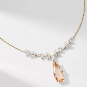 WILDFLOWER DROP FRONTAL PEACH CZ NECKLACE