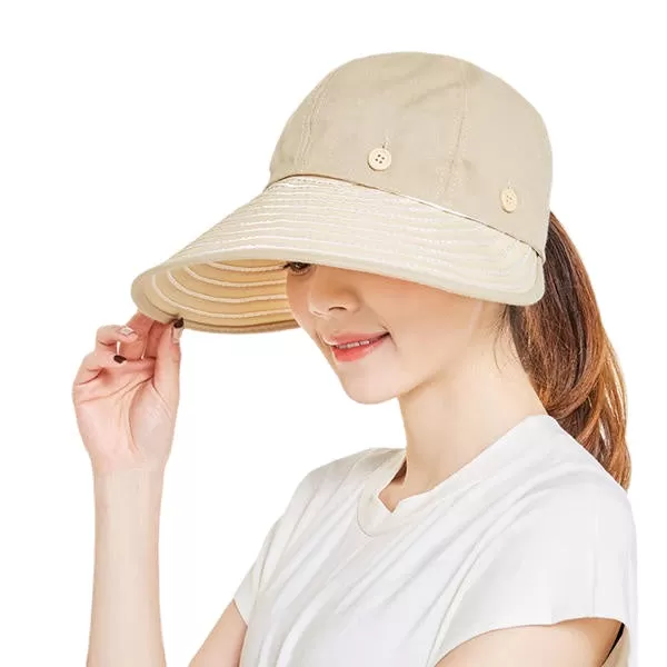 Women Summer Sunshade Sun Hat Removable Top Adjustable Outdoor Gardening Caps